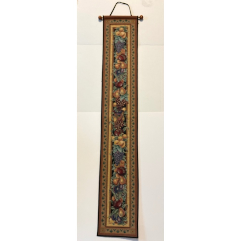 Old World Italy Bell Pull Woven Fruit Tapestry Wall Hanging Made in USA 41 Inch